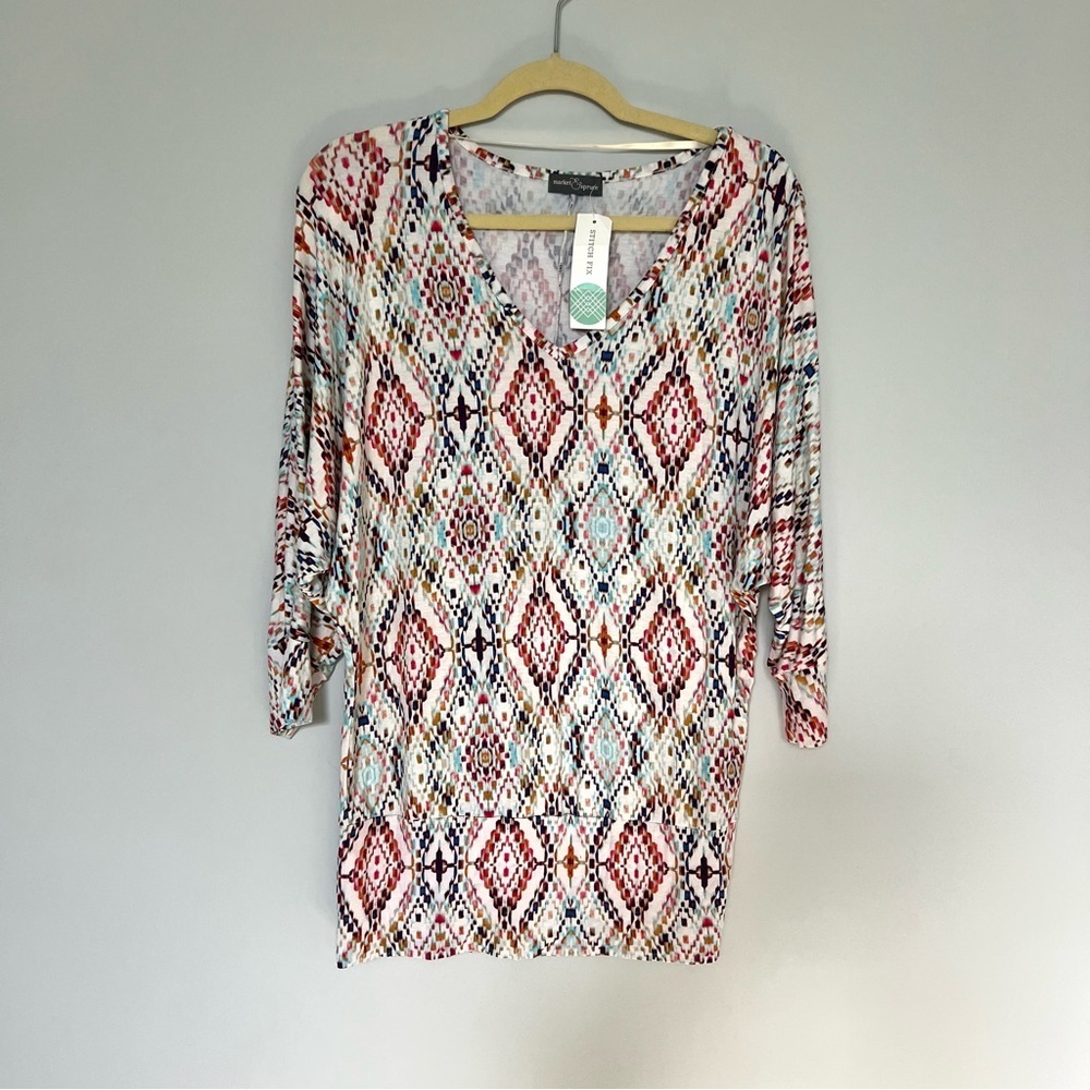 Nwt Stitch Fix Market & Spruce Colorful Avah Knit Blouse Top Shirt Size L — image 5 of 8